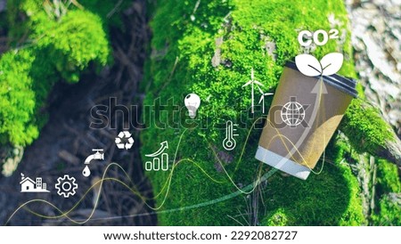 Reduction of carbon emissions, carbon neutral concept. Net zero greenhouse gas emissions target. Reducing carbon footprint concept. Decreasing CO2 emissions target symbol on green view background.Digi