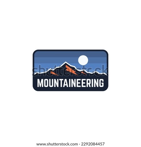 Mountain nature landscape emblem patch in the middle of the night with the moon shining bright Logo design Inspiration