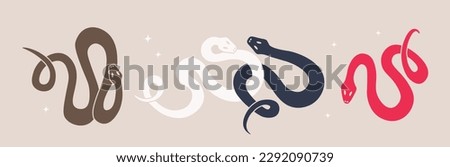 Twisted snake silhouettes. Flat vector illustration for design.