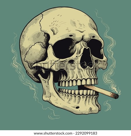 Skull smoking a cigarette vector illustration