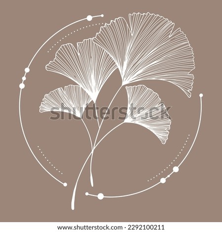 ginkgo leaf handwriting for card decoration clip art.
