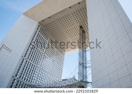 La Défense is a major business district in France, is Europe's largest purpose-built business district, covering 560 hectares (for 180,000 daily workers with with 72 glass and steel buildings. Royalty-Free Stock Photo #2292101829