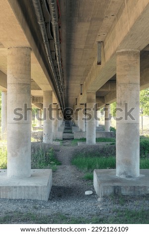 under a concrete bridge in the summer
