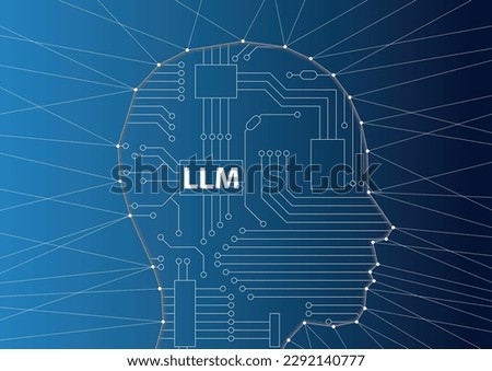 Large Language Model (LLM) and Generative Artificial Intelligence (AI) illustration with deep neural network and silhouette of person Royalty-Free Stock Photo #2292140777