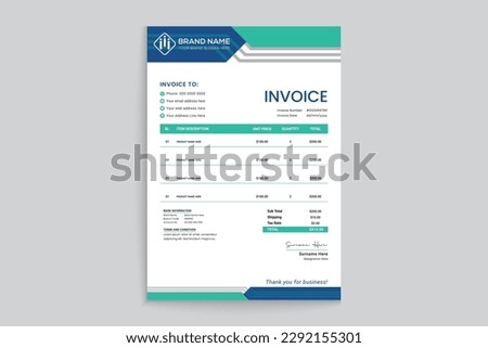 Blue elegant corporate invoice design