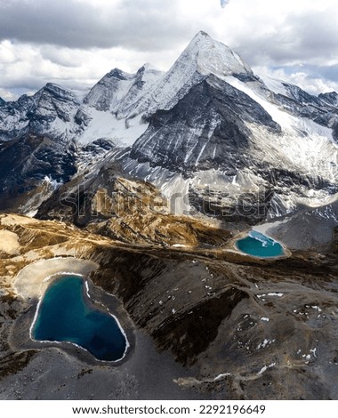 Daocheng yading scenic spot(inagi aden),in Sichuan,China National Nature Reserve,whit Blue lake, snow mountain valley, Tibetan temple. Royalty-Free Stock Photo #2292196649