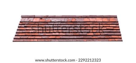Mockup old wooden roof tile pattern isolated on white background with clipping path Royalty-Free Stock Photo #2292212323