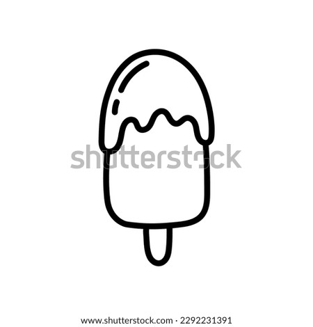 Simple art of ice cream icon in trendy line style. Ice lolly. Modern vector symbol, isolated on a white background. Linear pictogram. Line icon for web apps and mobile concept.