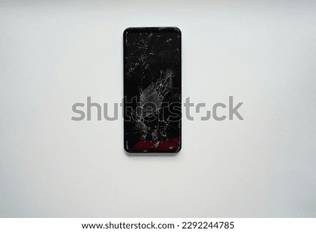 Broken Cracked Screen Mobile on white background