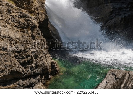The beautiful Lillaz waterfalls in the Aosta Valley in the Gran Paradiso National Park Royalty-Free Stock Photo #2292250451