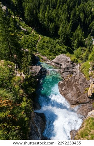 The beautiful Lillaz waterfalls in the Aosta Valley in the Gran Paradiso National Park Royalty-Free Stock Photo #2292250455