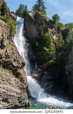 The beautiful Lillaz waterfalls in the Aosta Valley in the Gran Paradiso National Park Royalty-Free Stock Photo #2292250493