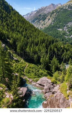 The beautiful Lillaz waterfalls in the Aosta Valley in the Gran Paradiso National Park Royalty-Free Stock Photo #2292250517