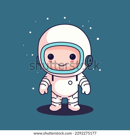 Cute astronaut flat illustration. Kawaii cartoon vector character.