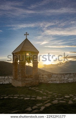 Picture of church and sunset