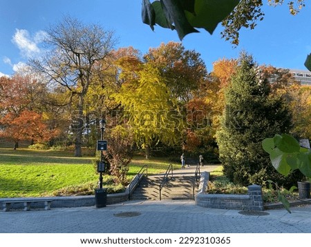 Entrance to St. Nicholas Park at 135th Street and St. Nicholas Avenue in Harlem in the fall Royalty-Free Stock Photo #2292310365