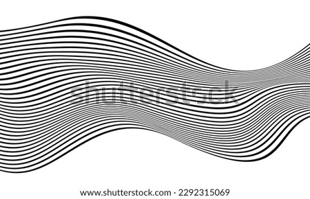 Abstract black curved line stripe mobious wave on white background vector illustration.