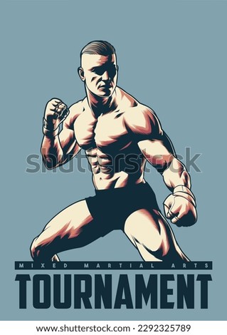 Lightweight MMA Fighter Drawing for Poster Design and Illustration Royalty-Free Stock Photo #2292325789