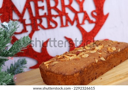 merry Christmas loaf cake with background in supermarkets promotion sale