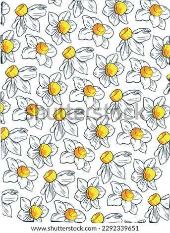 Seamless vactor daffodil pattern for  fabric and textile. 