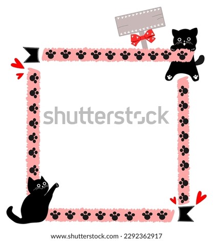 cute cat frame border for Used to make teaching materials for children. or decorate a gift card illustration vector.