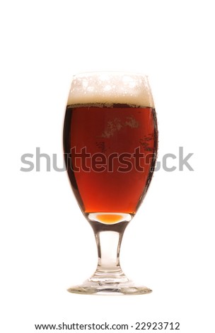 Glass of Dark Beer Isolated on White Background
