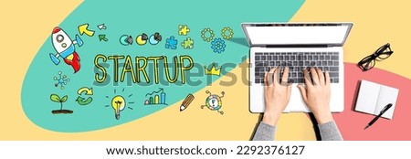 Startup with person using a laptop computer