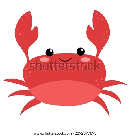 Vector illustration of cartoon crab. Cute and beautiful hand drawn crab. Sea animal vector illustration. Royalty-Free Stock Photo #2292377893