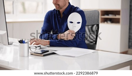 Deceit Cheating Sleazy Salesman Dealer In Office Royalty-Free Stock Photo #2292386879