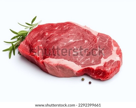 Raw beef steak with rosemary and pepper isolated on white background Royalty-Free Stock Photo #2292399661