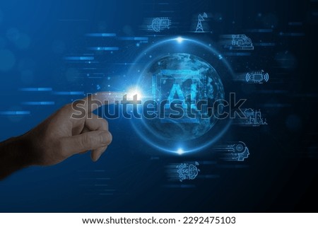 AI Technology and digital industry, Software Developer, Web Designing, hand pointing and touch global technology, digital in the further. Royalty-Free Stock Photo #2292475103