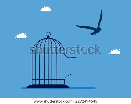 Liberation and freedom. The bird flew out of the cage