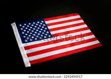 American flags on black wood background, image for 4th of july independence day,