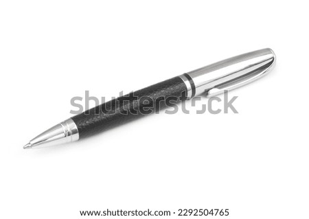 Metallic silver and black pen isolated on white background