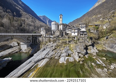 View of the small ancient village called Lavertezzo, Switzerland.