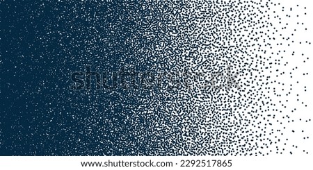 Stipple pattern, dotted geometric background. Stippling, dotwork drawing, shading using dots. Pixel disintegration, random halftone effect. White noise grainy texture. Vector illustration Royalty-Free Stock Photo #2292517865