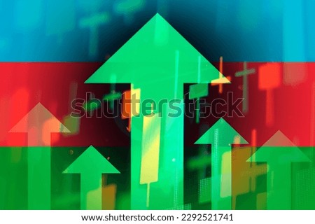Increasing green arrows showing improvements in the economy or growth of stocks on the stock exchange Azerbaijan Royalty-Free Stock Photo #2292521741