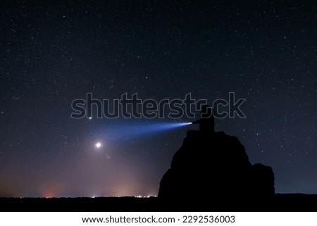 Night landscape with human silhouette.
