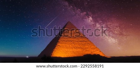 The Keops pyramid from Giza at fantastic purple night with the Milky Way in the sky Royalty-Free Stock Photo #2292558191