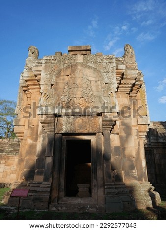 The outside and inside view of Phanom Rung Historical Park, under the sunrise scene 70