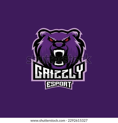 grizzly head logo esport team design gaming mascot 