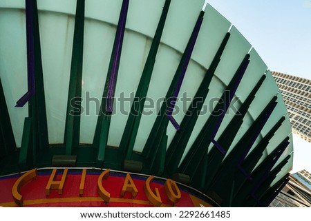 Chicago sign cityscape in the downtown district