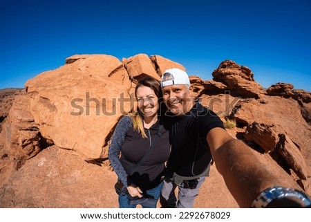 Middle age couple enjoying the outdoors at a state park in Utah