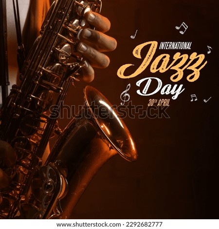 International Jazz Day on a blurred background. Royalty-Free Stock Photo #2292682777