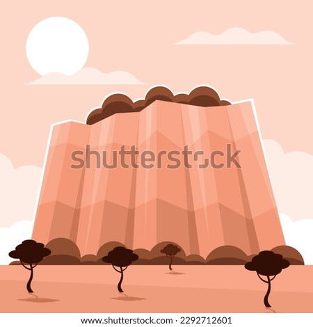 Landscape With Mountain, Isolated Background.