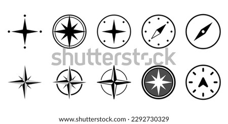 Compass vector set. Signpost of the side of the world vector. Pirate navigation compass collection. Compass direction. World sides icon set. Modern stylish kopas set.
