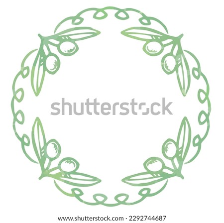Frame with olives. Watercolor. Vector illustration.