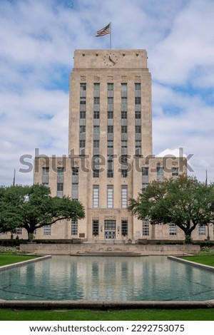 Historic Houston City Hall building in downtown Houston in spring