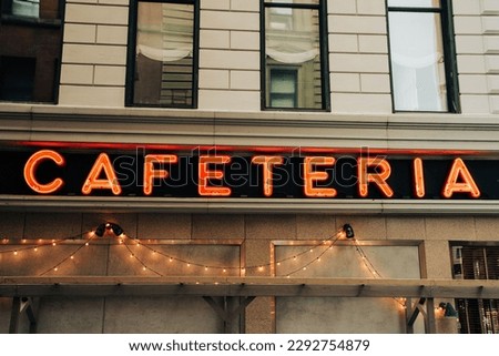 Cafeteria neon sign in Tribeca, Manhattan, New York City
