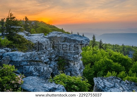 Sunrise at Bear Rocks Preserve, in Dolly Sods Wilderness, Monongahela National Forest, West Virginia Royalty-Free Stock Photo #2292755037